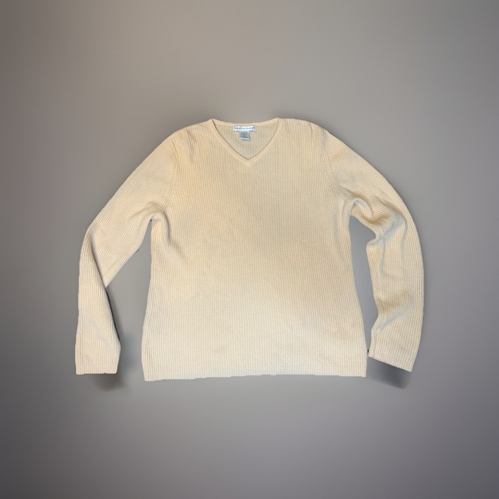 Vtg Marconi 100% Cashmere Sweater Womens XL Quiet Luxury Minimalist Hong Kong